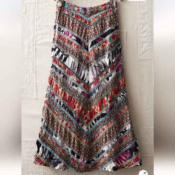 Mixed Media Maxi Skirt Vintage Originals High Waist A Line Blanket Stitch 4 NWT - Picture 16 of 16